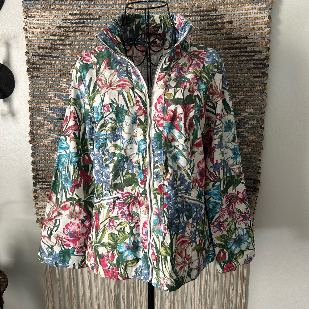 OSO Casuals Floral Lightweight Zip Up Jacket